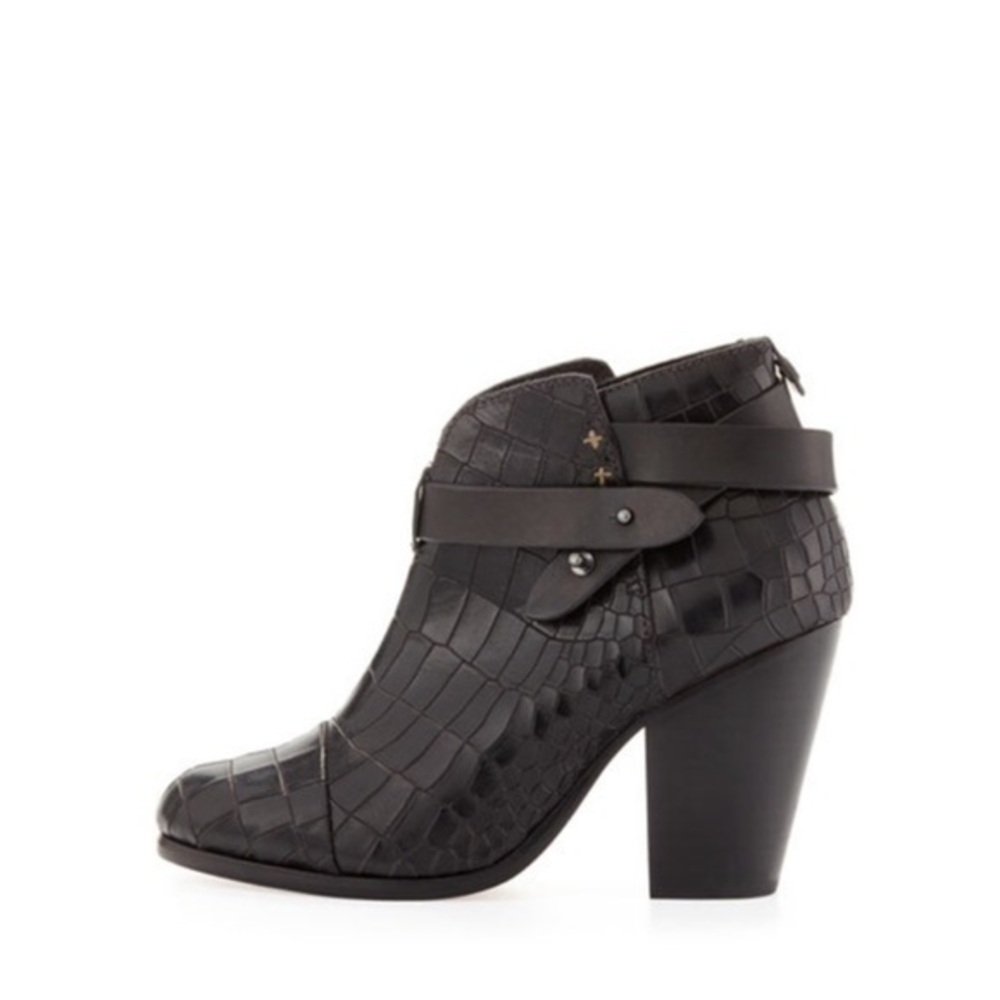 Rag & Bone Harrow Crocodile-Embossed Ankle Boot